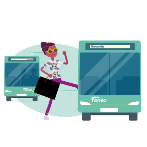 Femme entrant dans un bus